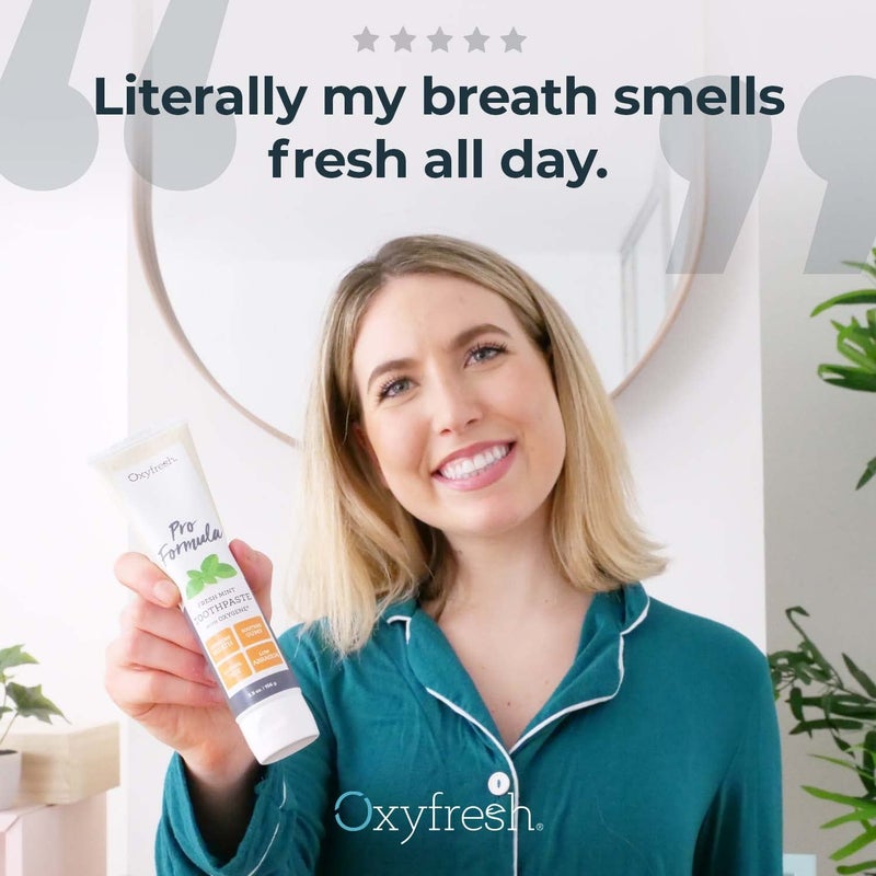 Oxyfresh Pro Formula Fresh Mint Toothpaste â€“ Gentle Low Abrasion - Cosmetic Fluoride Free - for Bad Breath, Sensitive Teeth and Gums with Natural Essential Oils - 5.5 oz (Pack of 3) - Image 3